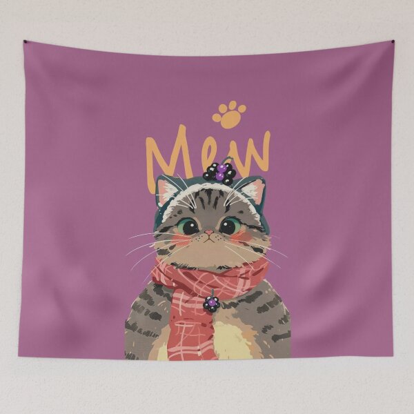 Item preview, Cute Tabby Cat in Cozy Winter Scarf designed and sold by DesignByUmza.
