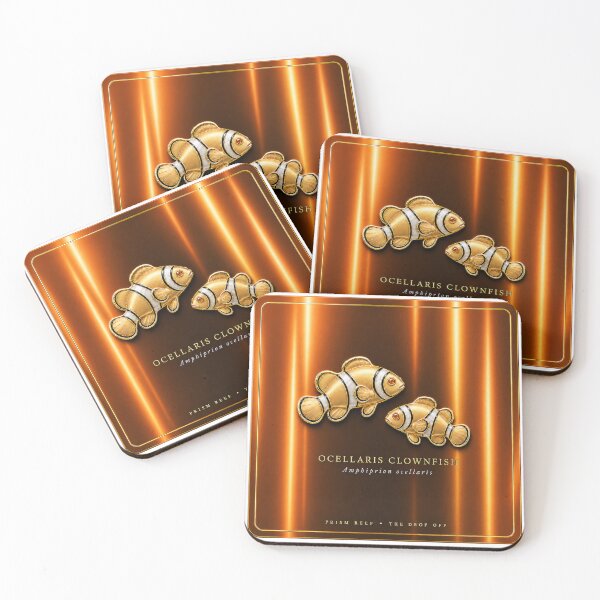 Item preview, Ocellaris Clownfish Pair in Gold Metallic Reef Art designed and sold by KenworksDigital.