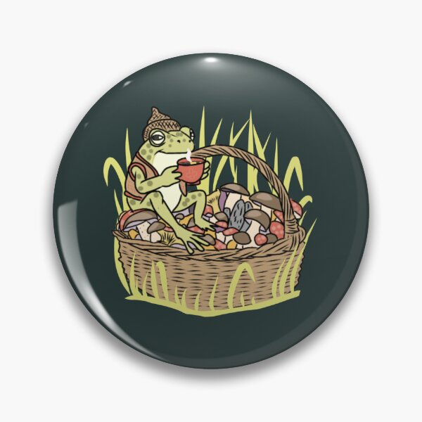 Item preview, Frog Cozy Cottagecore Mushroom Basket Drinking Coffee designed and sold by LeshanArt.