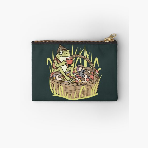 Item preview, Frog Cozy Cottagecore Mushroom Basket Drinking Coffee designed and sold by LeshanArt.