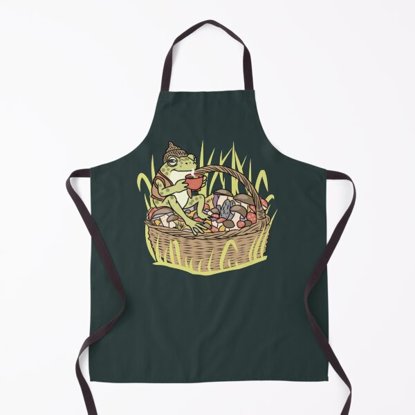Item preview, Frog Cozy Cottagecore Mushroom Basket Drinking Coffee designed and sold by LeshanArt.