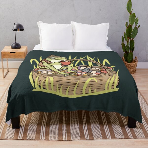 Item preview, Frog Cozy Cottagecore Mushroom Basket Drinking Coffee designed and sold by LeshanArt.