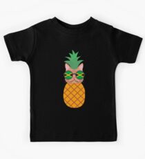 Lustige jamaikanische Ananas-Katze Kinder T-Shirt