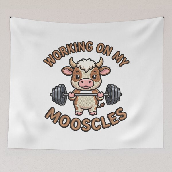 Item preview, Working On My Mooscles Moo Muscles Gym Graphic designed and sold by ArtDesignTp.