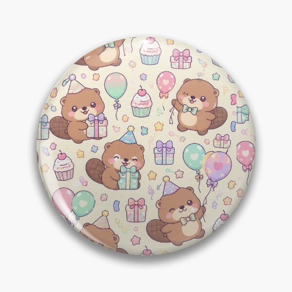Item preview, Kawaii Birthday Baby Beaver Pattern designed and sold by Soft Berry Studio.