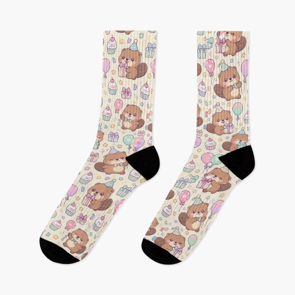 Item preview, Kawaii Birthday Baby Beaver Pattern designed and sold by Soft Berry Studio.