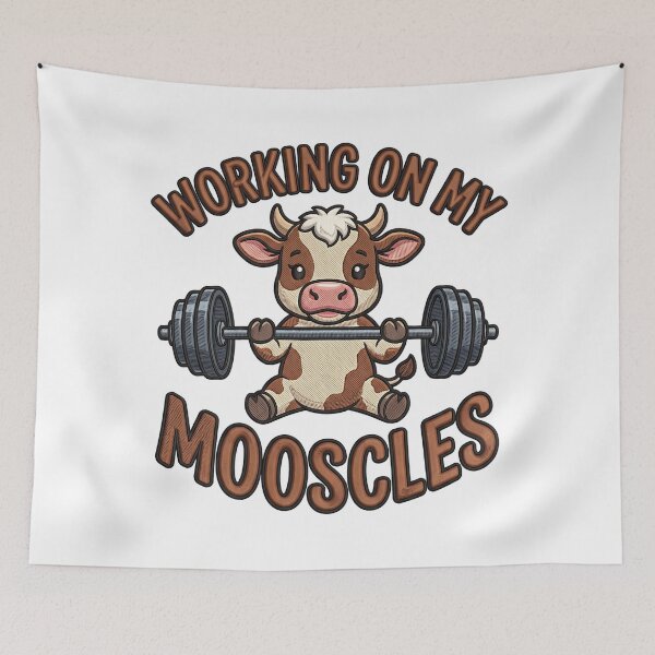 Item preview, Working On My Mooscles Funny Workout Cow Design designed and sold by ArtDesignTp.