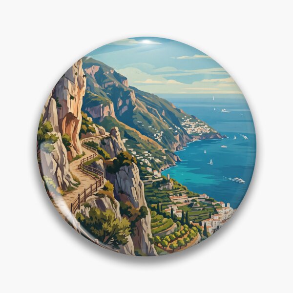 Item preview, Path of the Gods Italy Vintage Travel Poster – Amalfi Coast Hiking Trail Positano designed and sold by Bomax121.