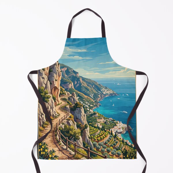 Item preview, Path of the Gods Italy Vintage Travel Poster – Amalfi Coast Hiking Trail Positano designed and sold by Bomax121.