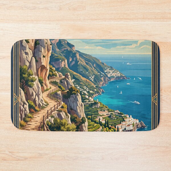 Item preview, Path of the Gods Italy Vintage Travel Poster – Amalfi Coast Hiking Trail Positano designed and sold by Bomax121.