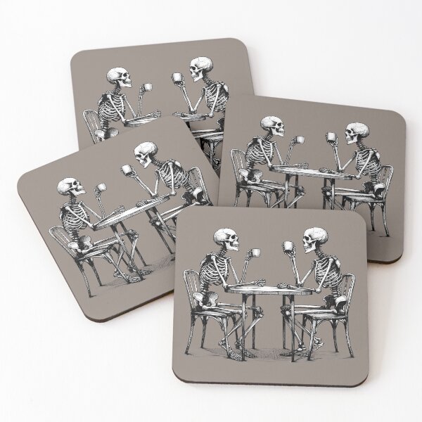 Item preview, Two Skeletons Drinking Coffee Bistro Table designed and sold by Lady-K-.