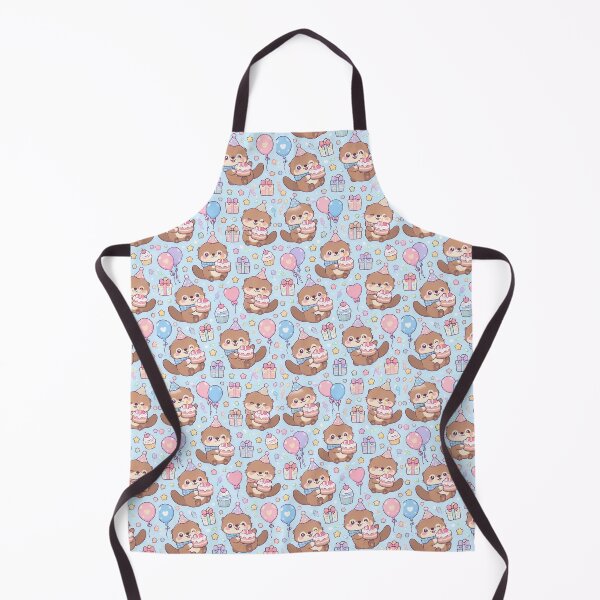 Item preview, Kawaii Birthday Baby Otter Cake Party Pattern designed and sold by Soft Berry Studio.