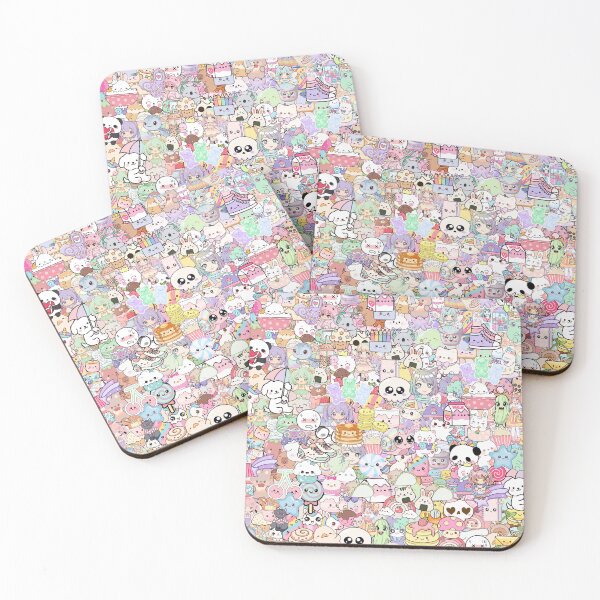Item preview, Kawaii Pastel Sticker Bomb Aesthetic Pattern designed and sold by Side By Side Studio.