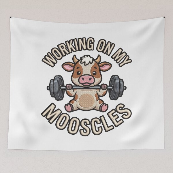 Item preview, Working On My Mooscles Moo Workout Gym Humor designed and sold by ArtDesignTp.
