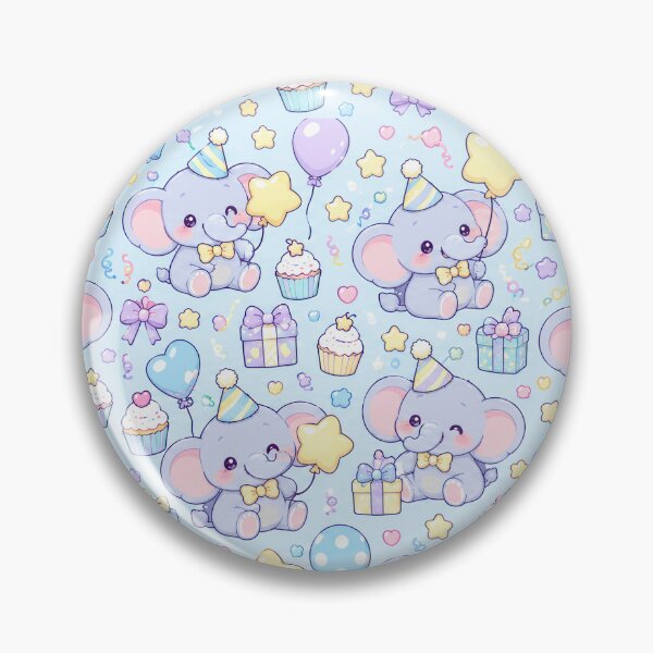 Item preview, Kawaii Birthday Baby Elephant Balloon Pattern designed and sold by Soft Berry Studio.