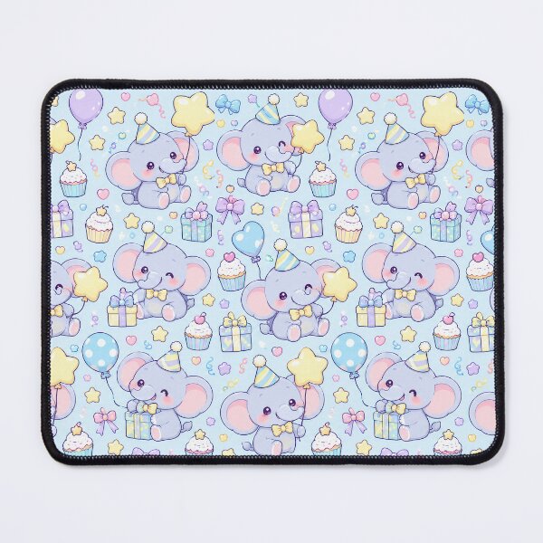 Item preview, Kawaii Birthday Baby Elephant Balloon Pattern designed and sold by Soft Berry Studio.