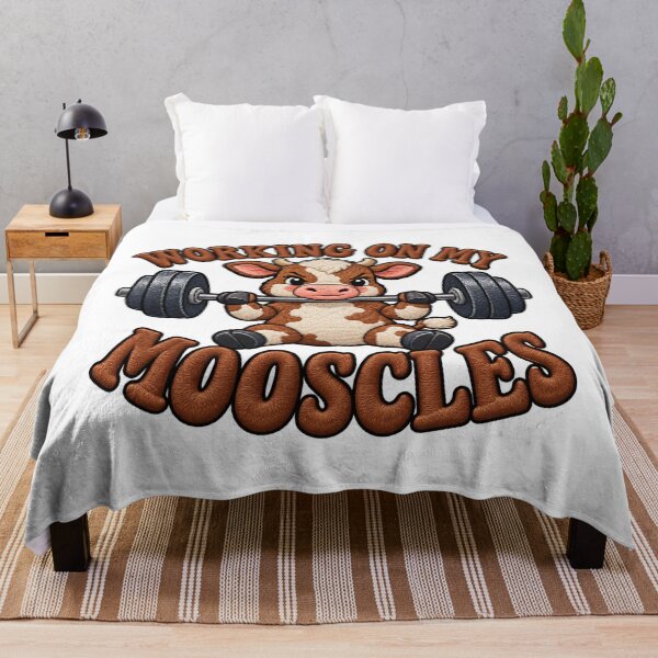 Item preview, Working On My Mooscles Funny Cow Fitness Design designed and sold by ArtDesignTp.