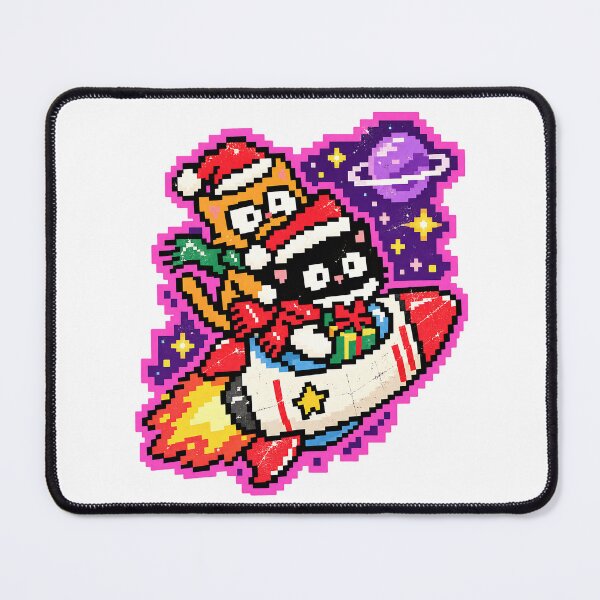 Item preview, Retro Pixel Cats Christmas Space Adventure Tee designed and sold by DesignArtist.ia.