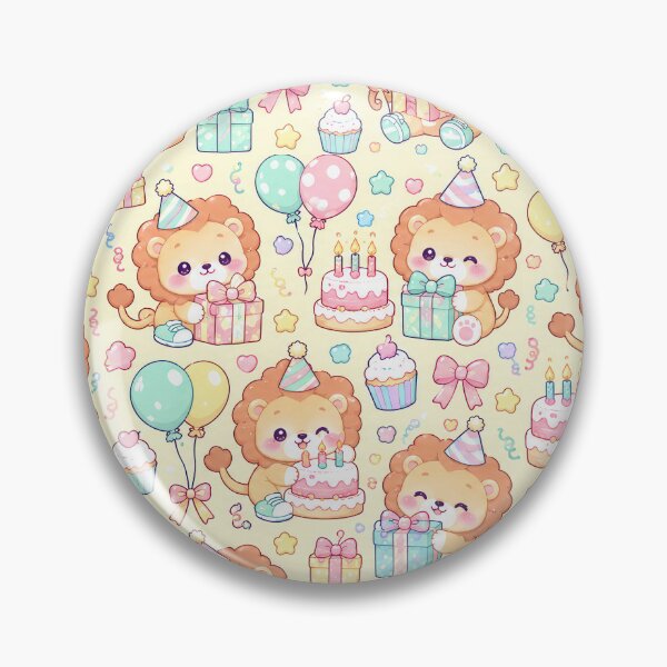 Item preview, Kawaii Birthday Baby Lion Gift Party Pattern designed and sold by Soft Berry Studio.