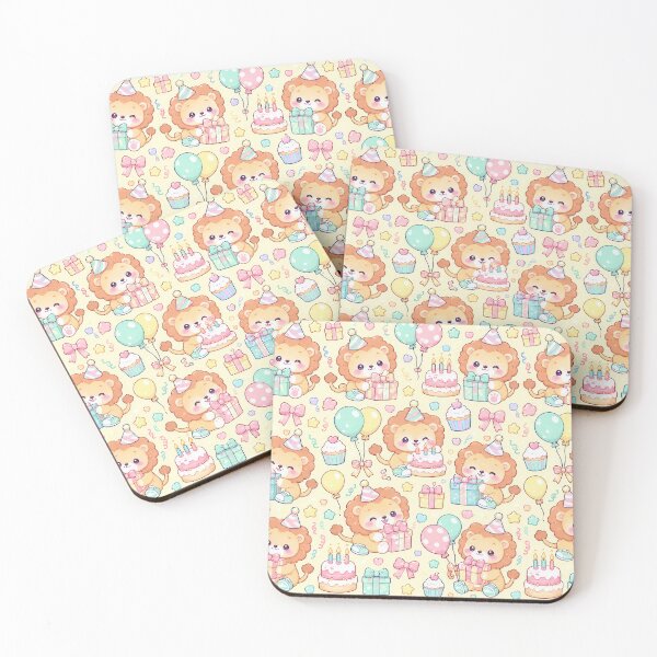 Item preview, Kawaii Birthday Baby Lion Gift Party Pattern designed and sold by Soft Berry Studio.