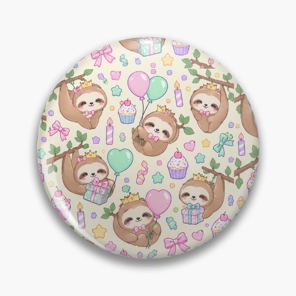 Item preview, Kawaii Birthday Baby Sloth Balloon Pattern designed and sold by Soft Berry Studio.