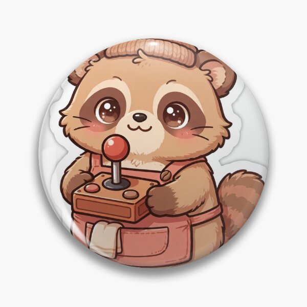 Item preview, Kawaii Tanuki Barista with Arcade Joystick Sticker designed and sold by DerMetz.