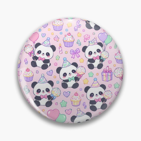 Item preview, Kawaii Birthday Baby Panda Cake Pop Pattern designed and sold by Soft Berry Studio.