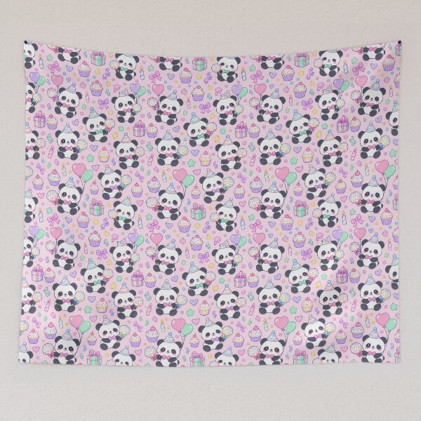 Item preview, Kawaii Birthday Baby Panda Cake Pop Pattern designed and sold by Soft Berry Studio.
