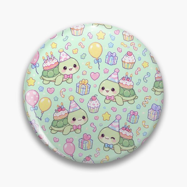 Item preview, Kawaii Birthday Baby Turtle Cake Pattern designed and sold by Soft Berry Studio.