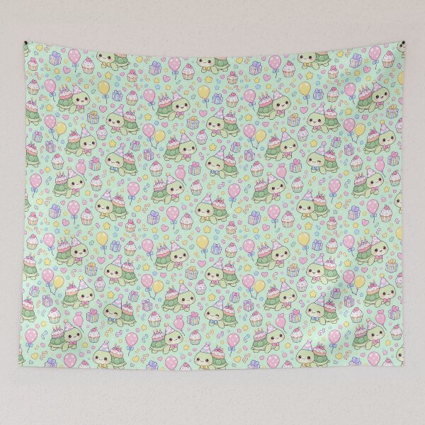 Item preview, Kawaii Birthday Baby Turtle Cake Pattern designed and sold by Soft Berry Studio.