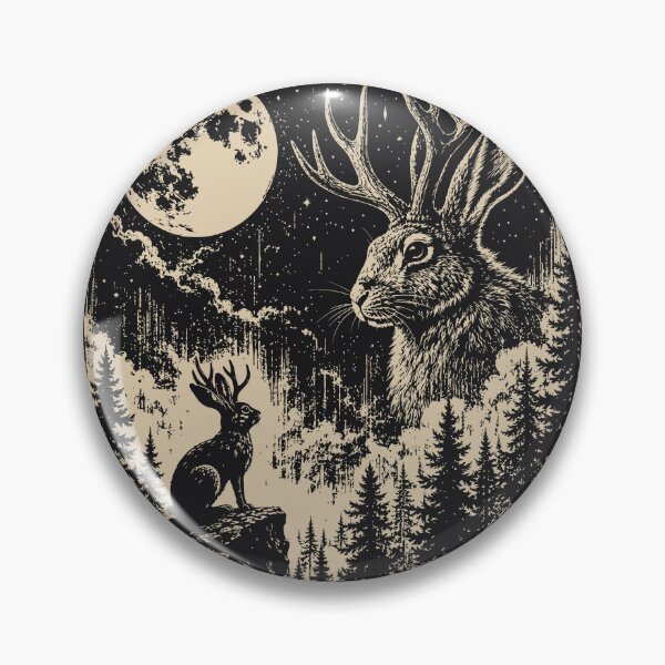 Item preview, Jackalope Full Moon Vintage Mythical Animal Cryptid designed and sold by Y-Vibes.