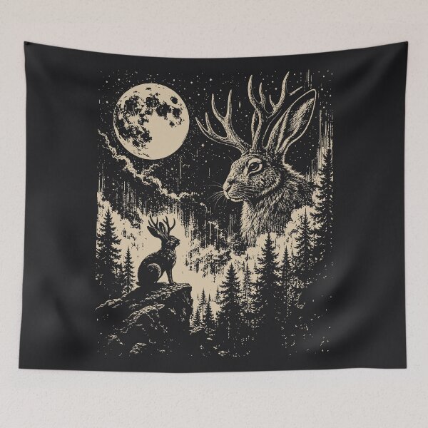Item preview, Jackalope Full Moon Vintage Mythical Animal Cryptid designed and sold by Y-Vibes.