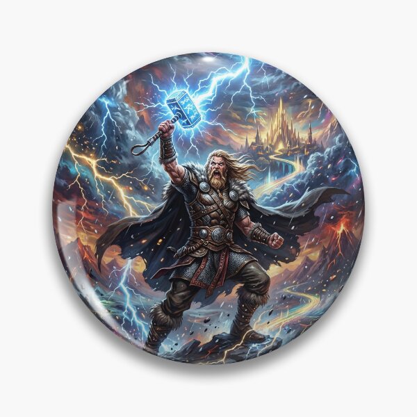 Item preview, Thor Raising Mjolnir Beneath a Swirling Storm designed and sold by Lucid Dream Pixel.