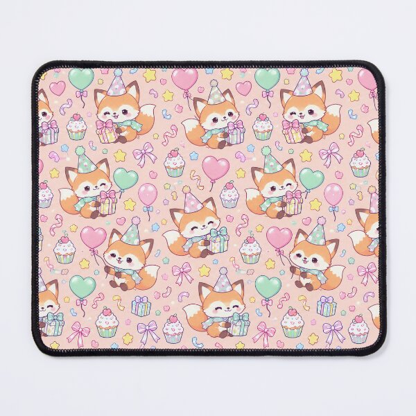 Item preview, Kawaii Birthday Baby Fox Balloon Pattern designed and sold by Soft Berry Studio.