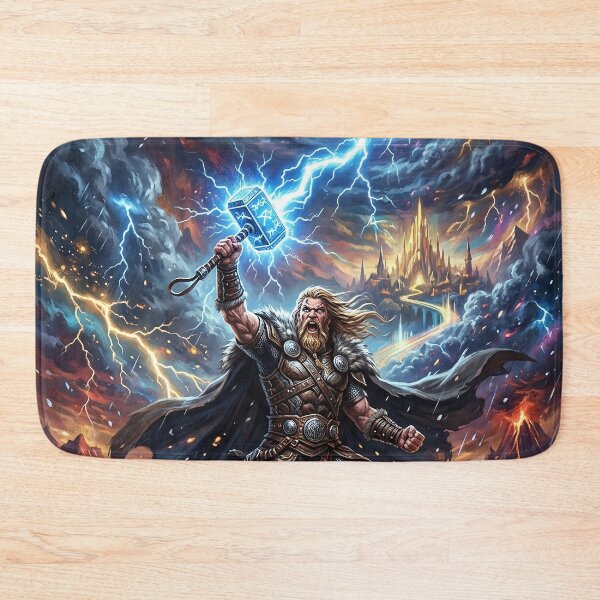 Item preview, Thor Raising Mjolnir Beneath a Swirling Storm designed and sold by Lucid Dream Pixel.