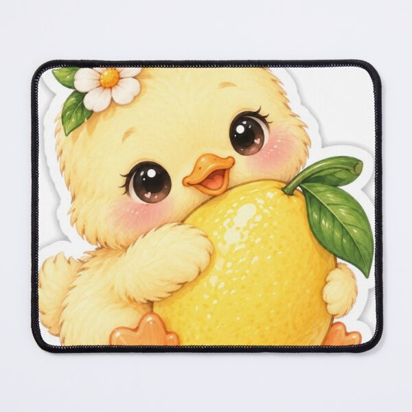 Item preview, Title Cute Baby Chick Hugging Fresh Lemon designed and sold by DesignByUmza.