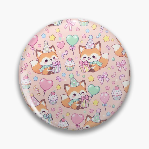 Item preview, Kawaii Birthday Baby Fox Balloon Pattern designed and sold by Soft Berry Studio.
