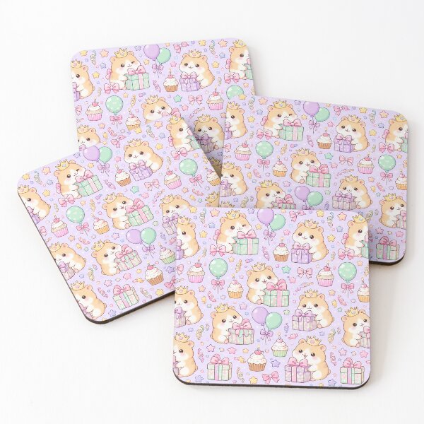 Item preview, Kawaii Birthday Baby Hamster Gift Stack Pattern designed and sold by Soft Berry Studio.