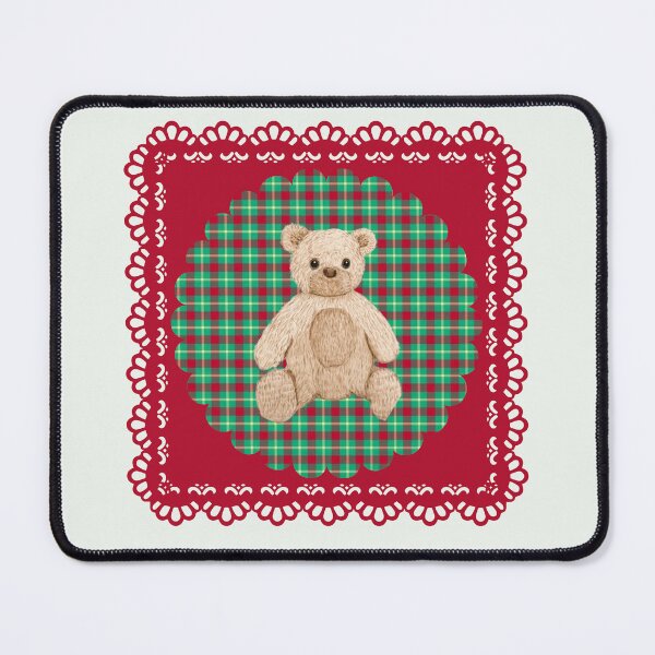 Item preview, Cute Holiday Toy Bear & Tartan Pattern Christmas Decor Art designed and sold by Liberarteprint.