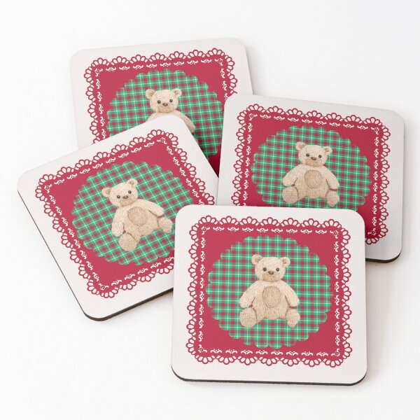 Item preview, Cute Holiday Toy Bear & Tartan Pattern Christmas Decor Art designed and sold by Liberarteprint.