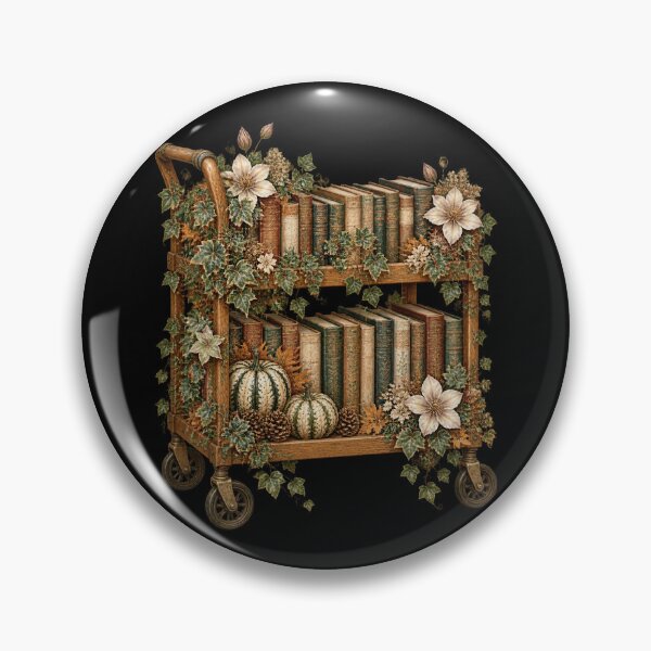 Item preview, Vintage Library Rolling Book Cart Autumn Reader designed and sold by barfikalart.