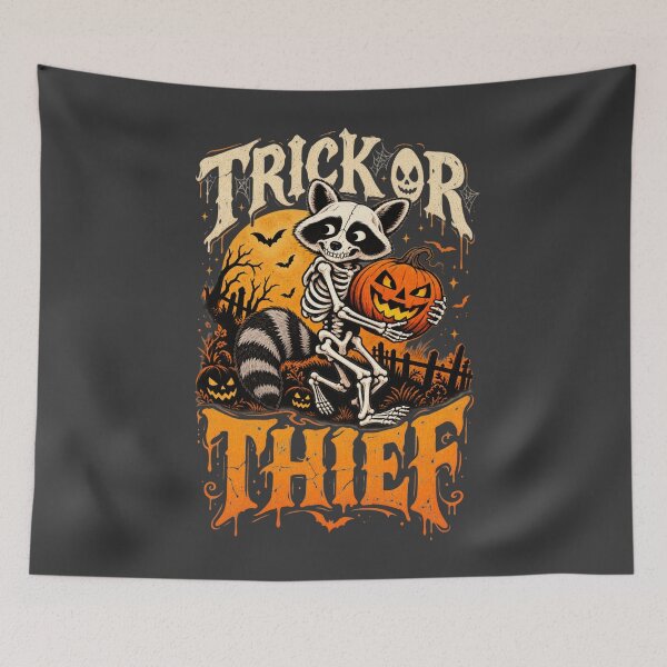 Item preview, Trick or Thief Skeleton Raccoon Halloween Pumpkin designed and sold by HOUSE OF TIST.
