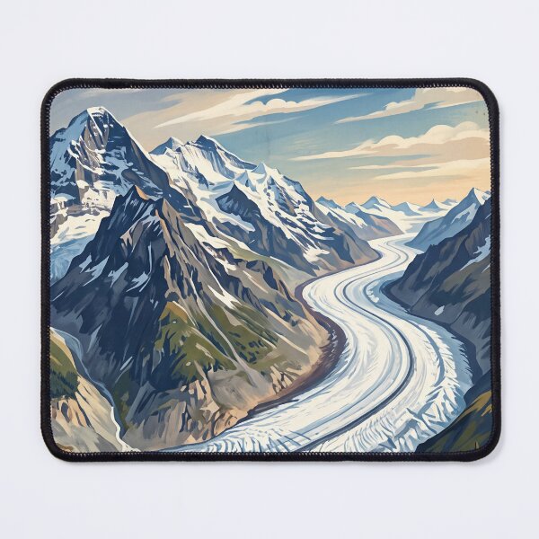 Item preview, Aletsch Glacier Switzerland Vintage Travel Poster – Jungfrau Aletsch Swiss Alps Valais designed and sold by Bomax121.