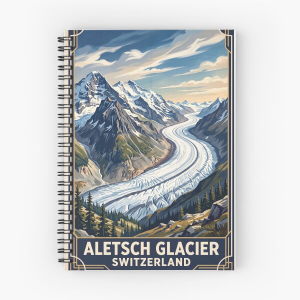 Item preview, Aletsch Glacier Switzerland Vintage Travel Poster – Jungfrau Aletsch Swiss Alps Valais designed and sold by Bomax121.