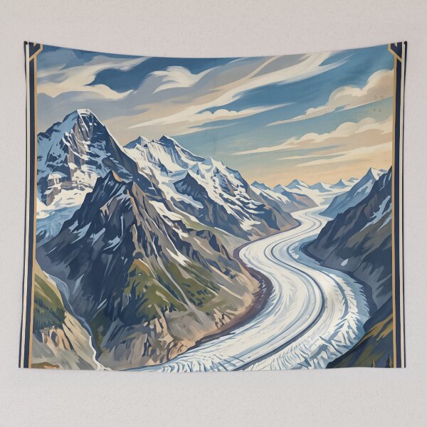Item preview, Aletsch Glacier Switzerland Vintage Travel Poster – Jungfrau Aletsch Swiss Alps Valais designed and sold by Bomax121.