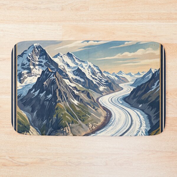 Item preview, Aletsch Glacier Switzerland Vintage Travel Poster – Jungfrau Aletsch Swiss Alps Valais designed and sold by Bomax121.