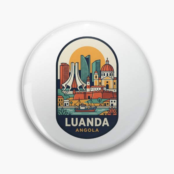 Item preview, Unique Luanda Angola Travel Badge, Retro Bay Skyline & Fortaleza de Sao Miguel Landmark Emblem designed and sold by raedattia.