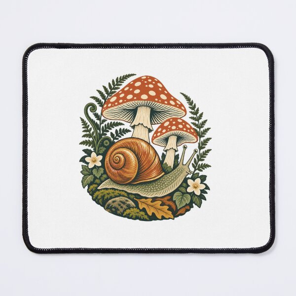 Item preview, Snail and Toadstools - Cottagecore Mushroom Garden designed and sold by cybersilverhand.