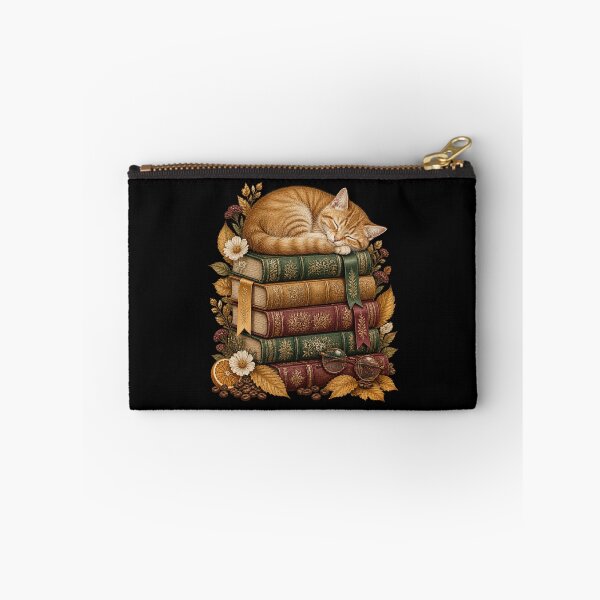Item preview, Sleeping Ginger Cat Napping Vintage Books Fall designed and sold by barfikalart.