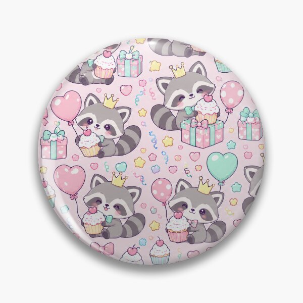 Item preview, Kawaii Birthday Baby Raccoon Cupcake Pattern designed and sold by Soft Berry Studio.